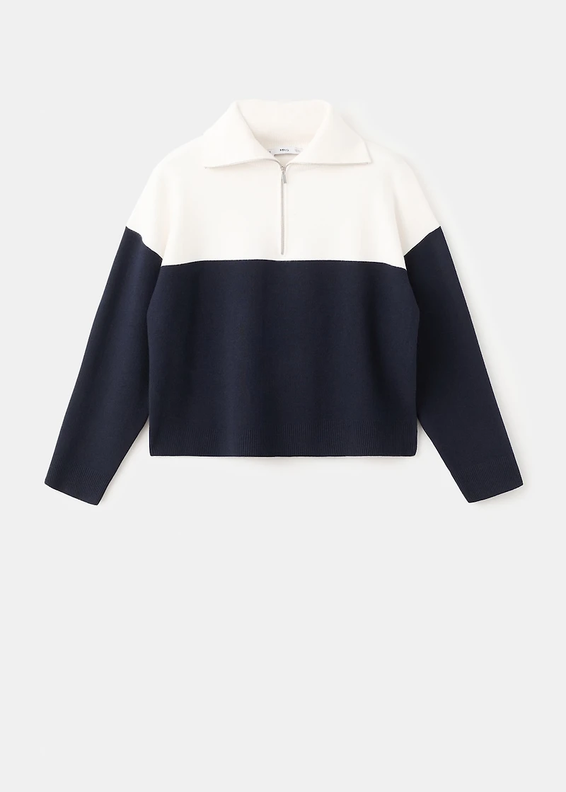 Bicolour high collar sweater