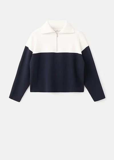 Bicolour high collar sweater