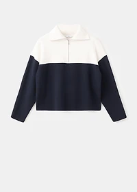 Bicolour high collar sweater