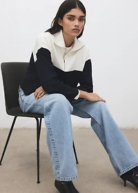 Bicolour high collar sweater