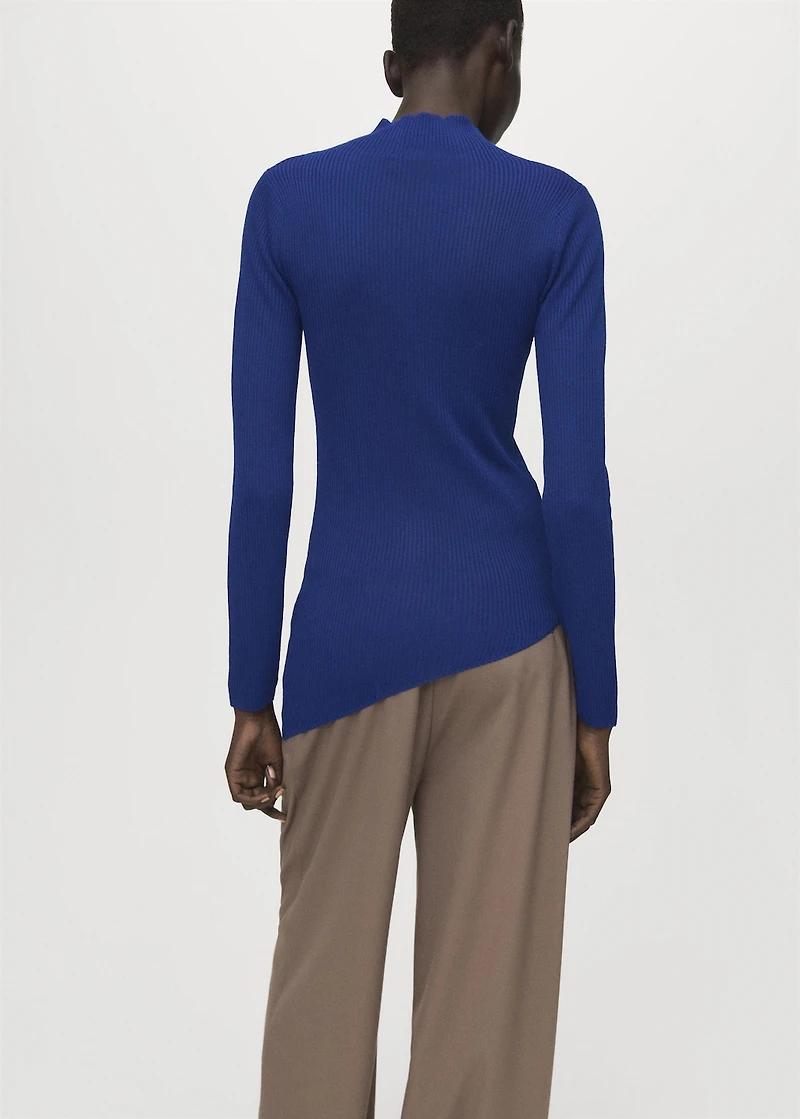 Sweater with asymmetrical turtleneck