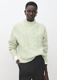 Braided sweater with perkins neck