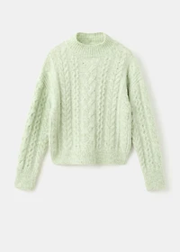 Braided sweater with perkins neck