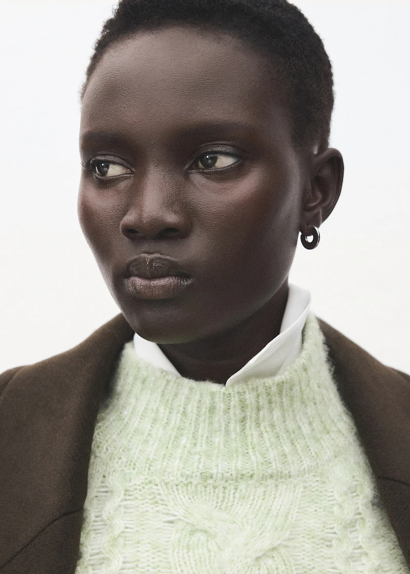 Braided sweater with perkins neck