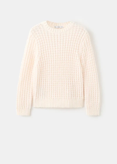 Knit sweater with lace pattern