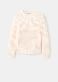 Knit sweater with lace pattern