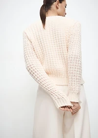 Knit sweater with lace pattern