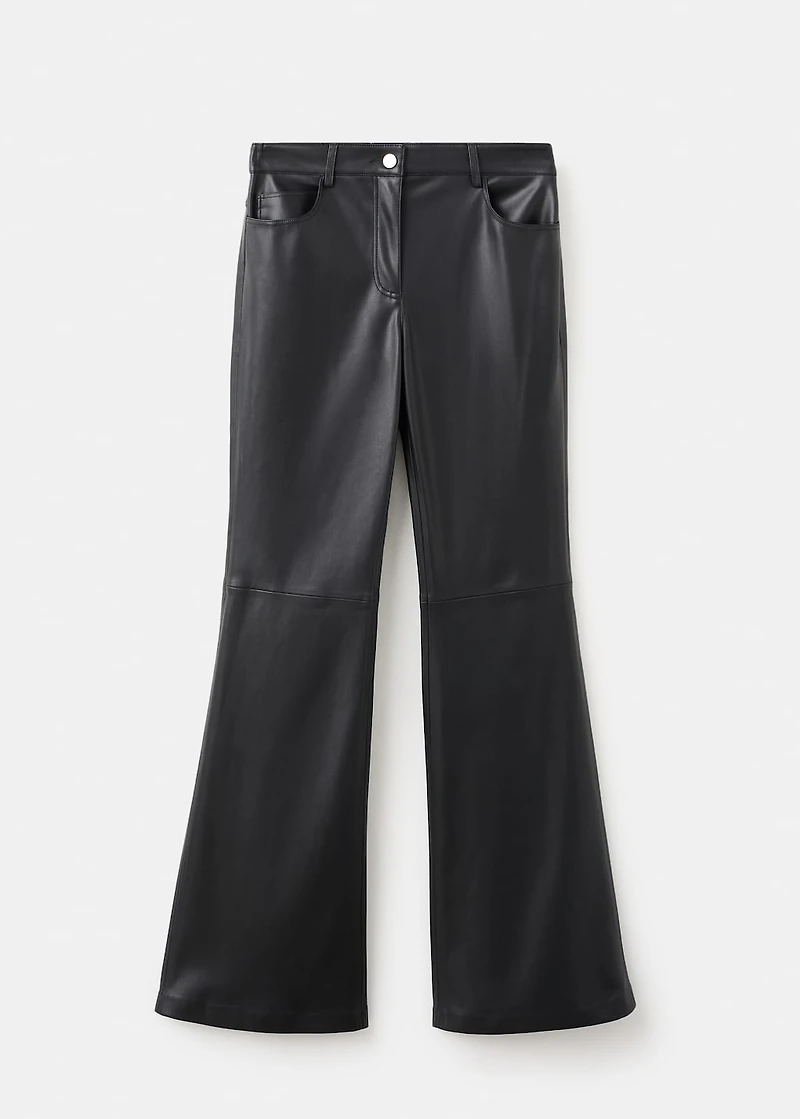Faux-leather flared trousers