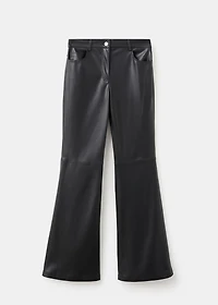Faux-leather flared trousers