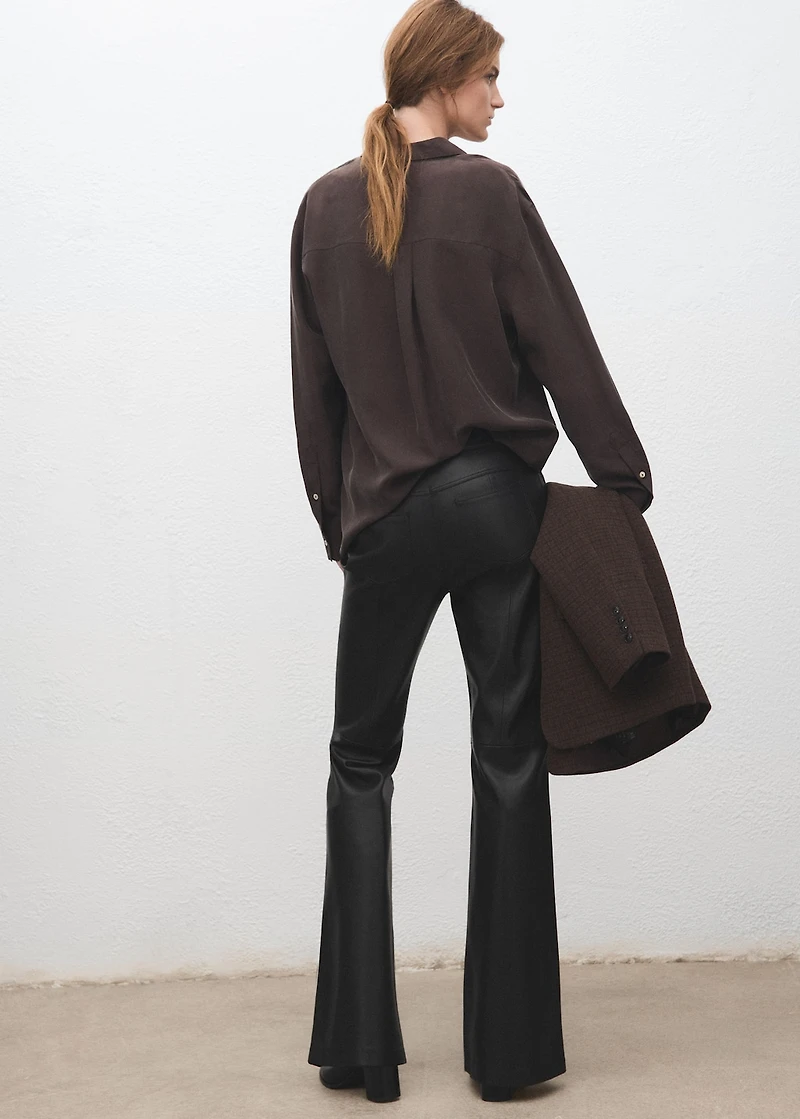 Faux-leather flared trousers
