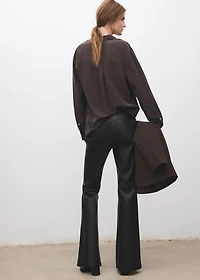 Faux-leather flared trousers
