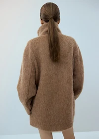 Wool-blend funnel-neck coat
