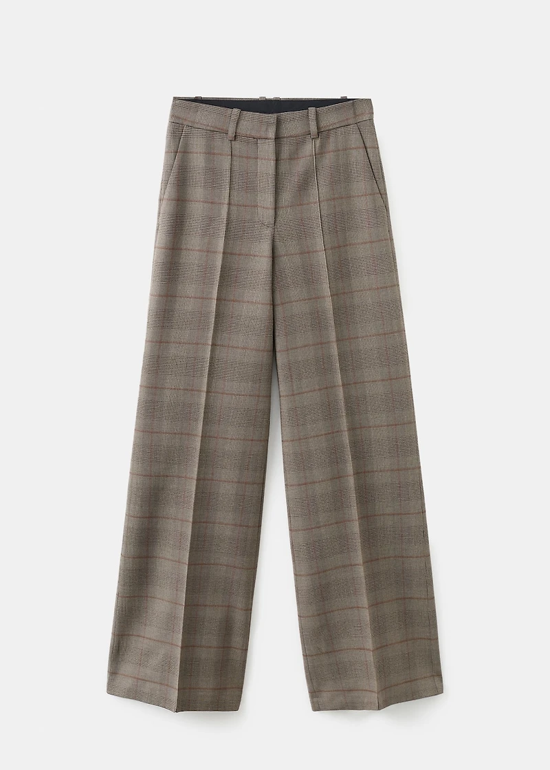 Wool-blend check trousers