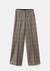 Wool-blend check trousers