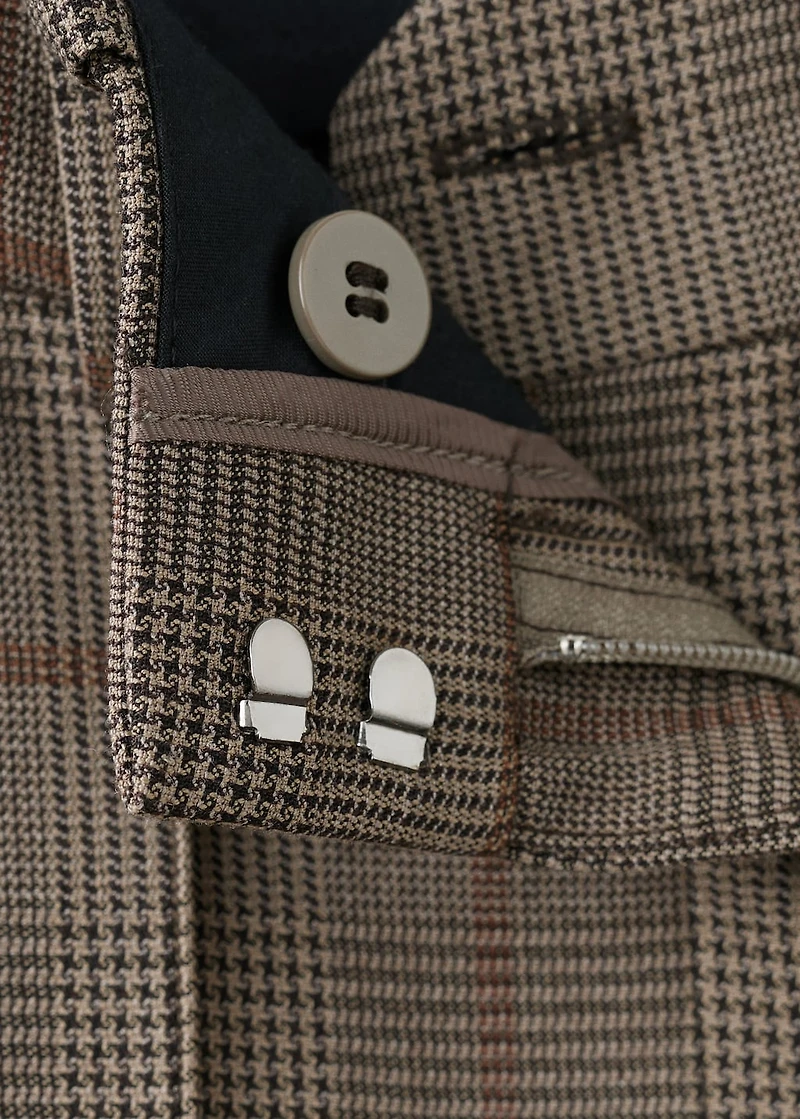 Wool-blend check trousers