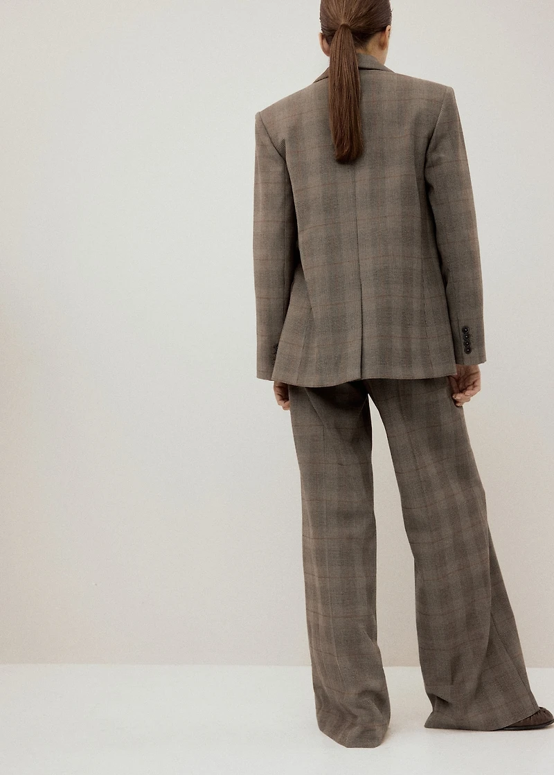Wool-blend check trousers