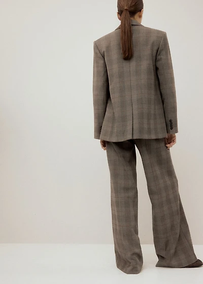 Wool-blend check trousers