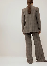 Wool-blend check trousers