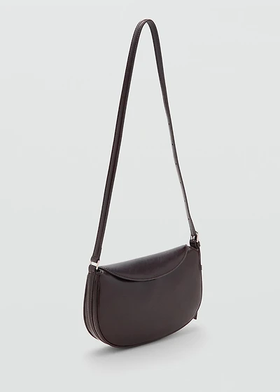 Oval shoulder bag with flap