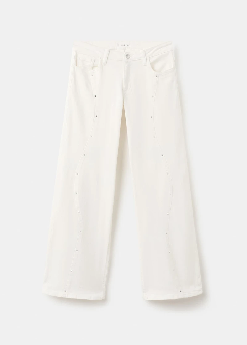 Low-waist studded jeans