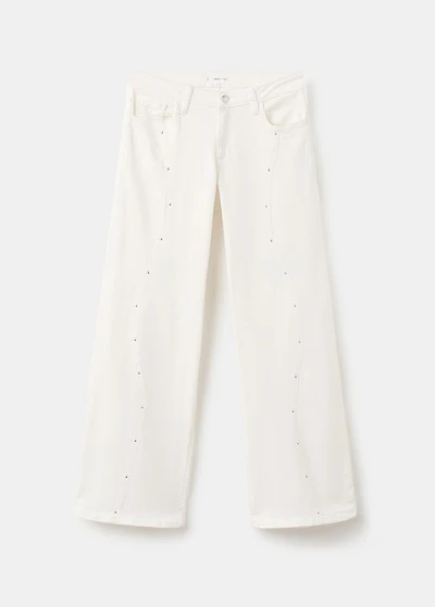 Low-waist studded jeans