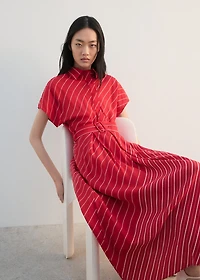 Belted striped shirt dress