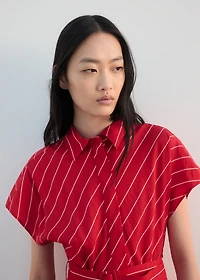 Belted striped shirt dress