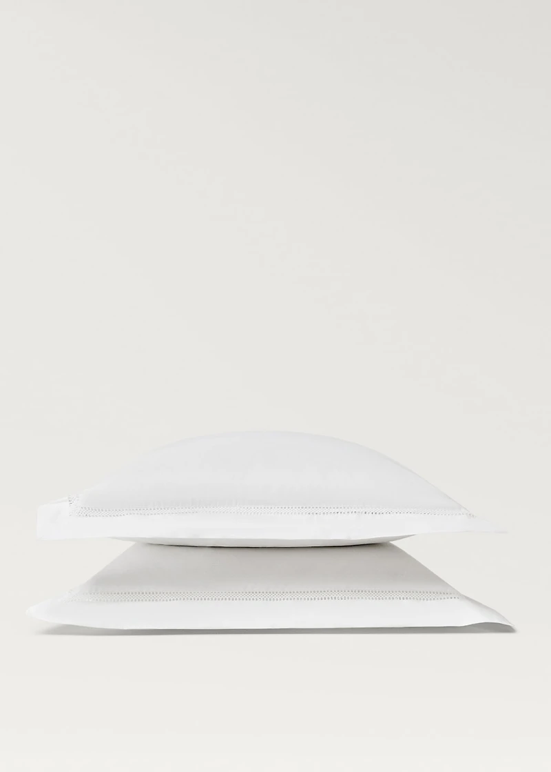 Two cotton percale pillowcases with inset 60x60 cm