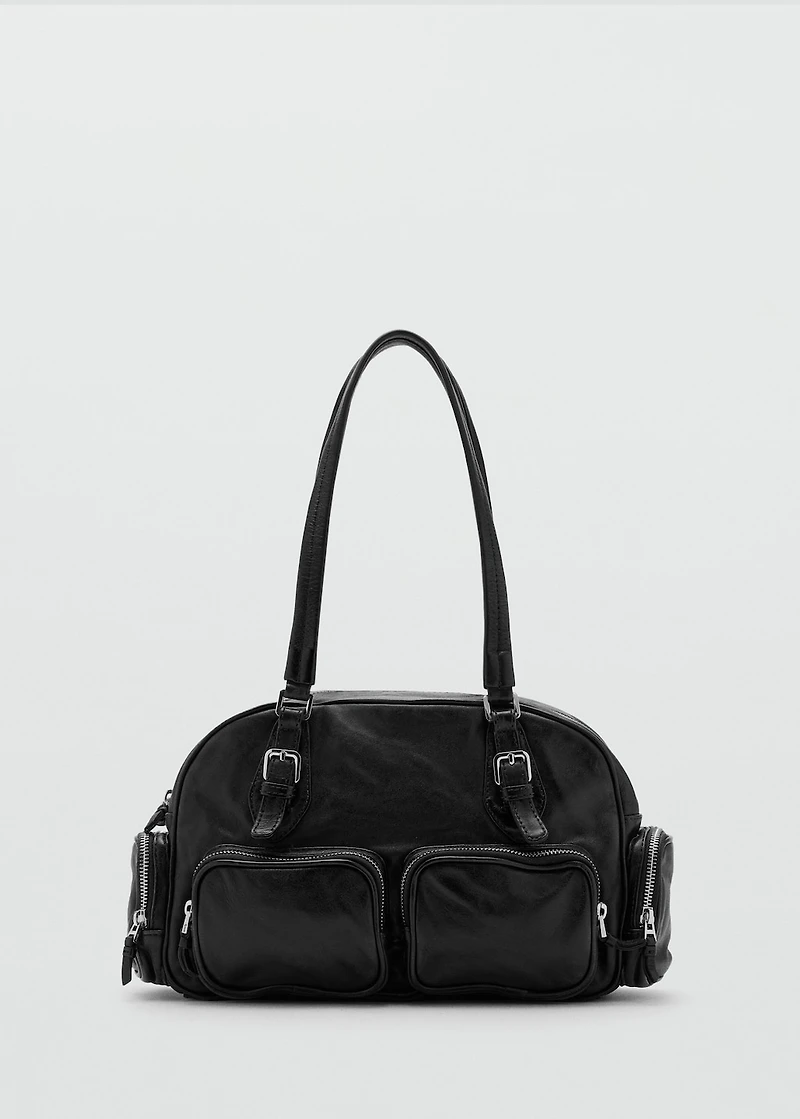 Leather bowling bag with pockets