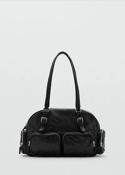 Leather bowling bag with pockets
