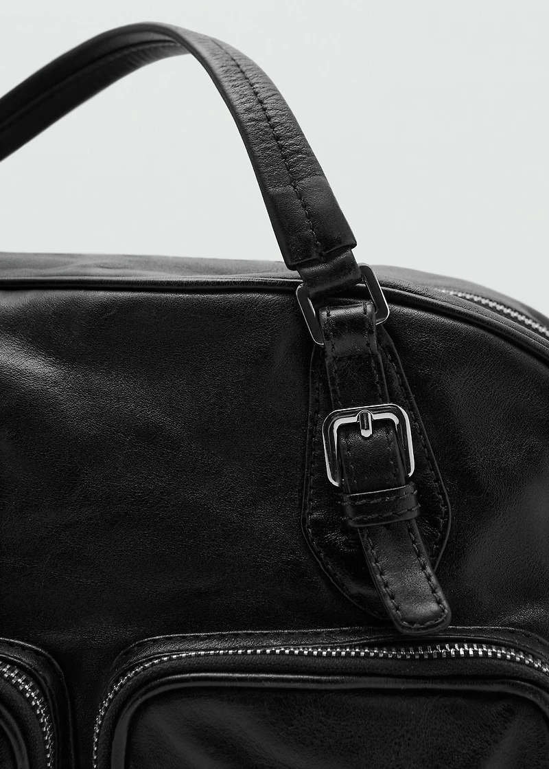 Leather bowling bag with pockets