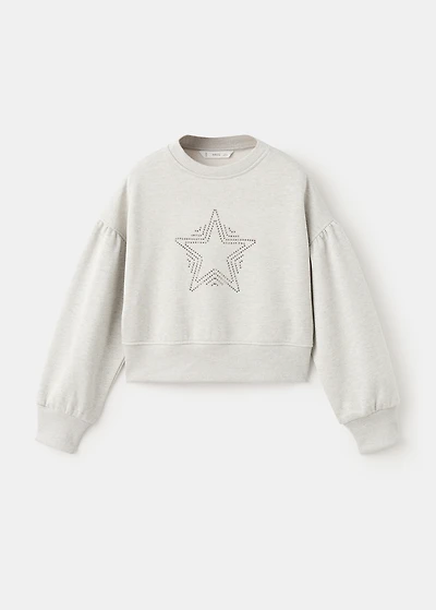 Sweatshirt with rhinestone star embellishments and lurex details