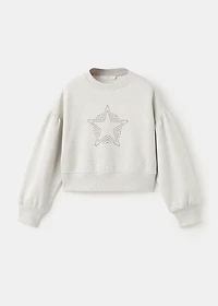Sweatshirt with rhinestone star embellishments and lurex details