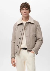 Quilted jacket with shearling-effect collar