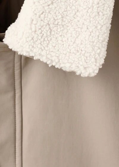 Quilted jacket with shearling-effect collar