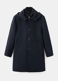 Wool coat with detachable inner collar