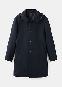 Wool coat with detachable inner collar
