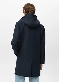 Wool coat with detachable inner collar
