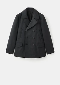 Short double-breasted wool coat