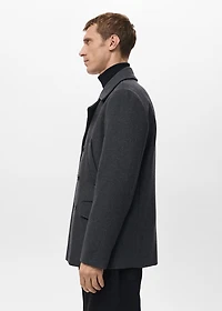 Short double-breasted wool coat