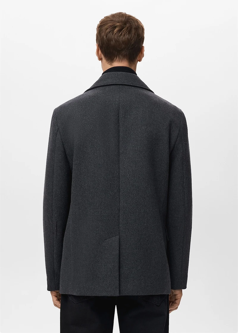 Short double-breasted wool coat