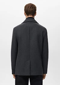 Short double-breasted wool coat