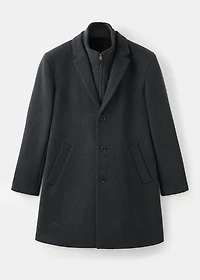 Wool coat with detachable inner collar