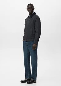 Quilted jacket with corduroy collar