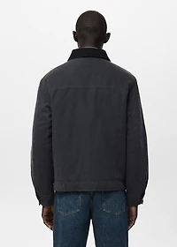 Quilted jacket with corduroy collar