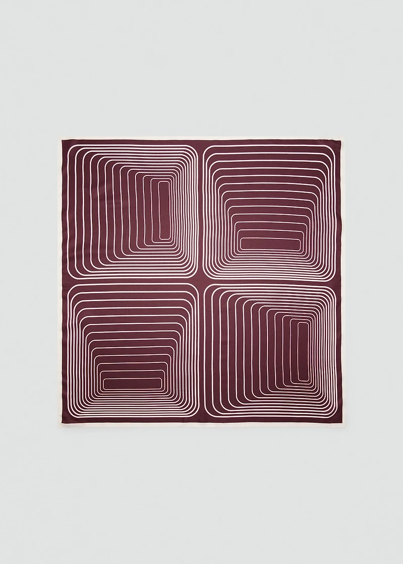 Satin check-print scarf