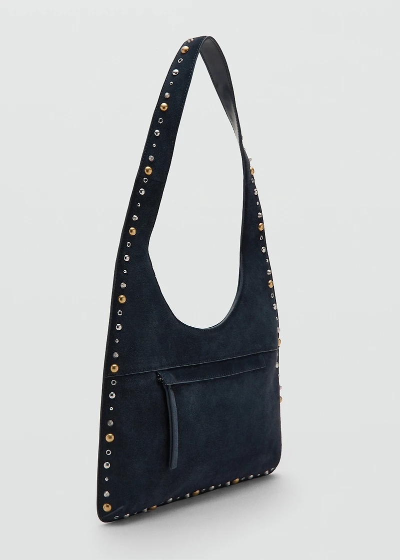 Suede studded shoulder bag