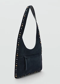 Suede studded shoulder bag