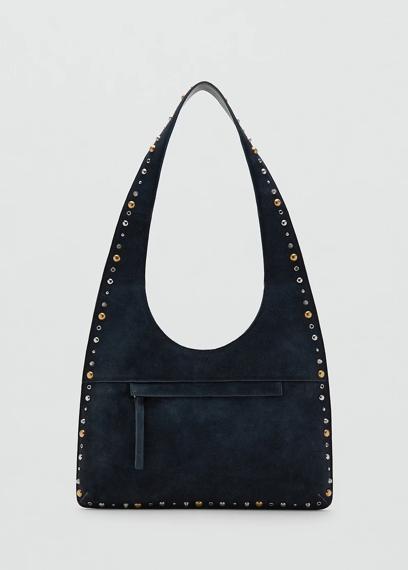 Suede studded shoulder bag