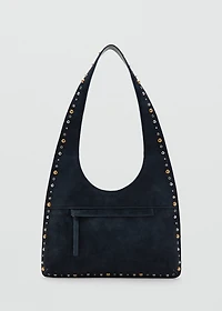 Suede studded shoulder bag